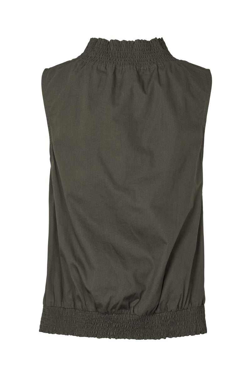 Fiola - Poplin heavy shirring top I Pirate black 2 - Rabens Saloner - DK