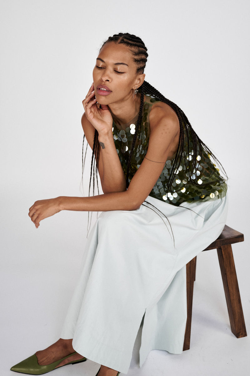 Guri - Poplin heavy full skirt I Sky blue 1 - Rabens Saloner - DK