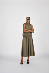 Guri - Poplin heavy full skirt I Dry bark 1 - Rabens Saloner - DK