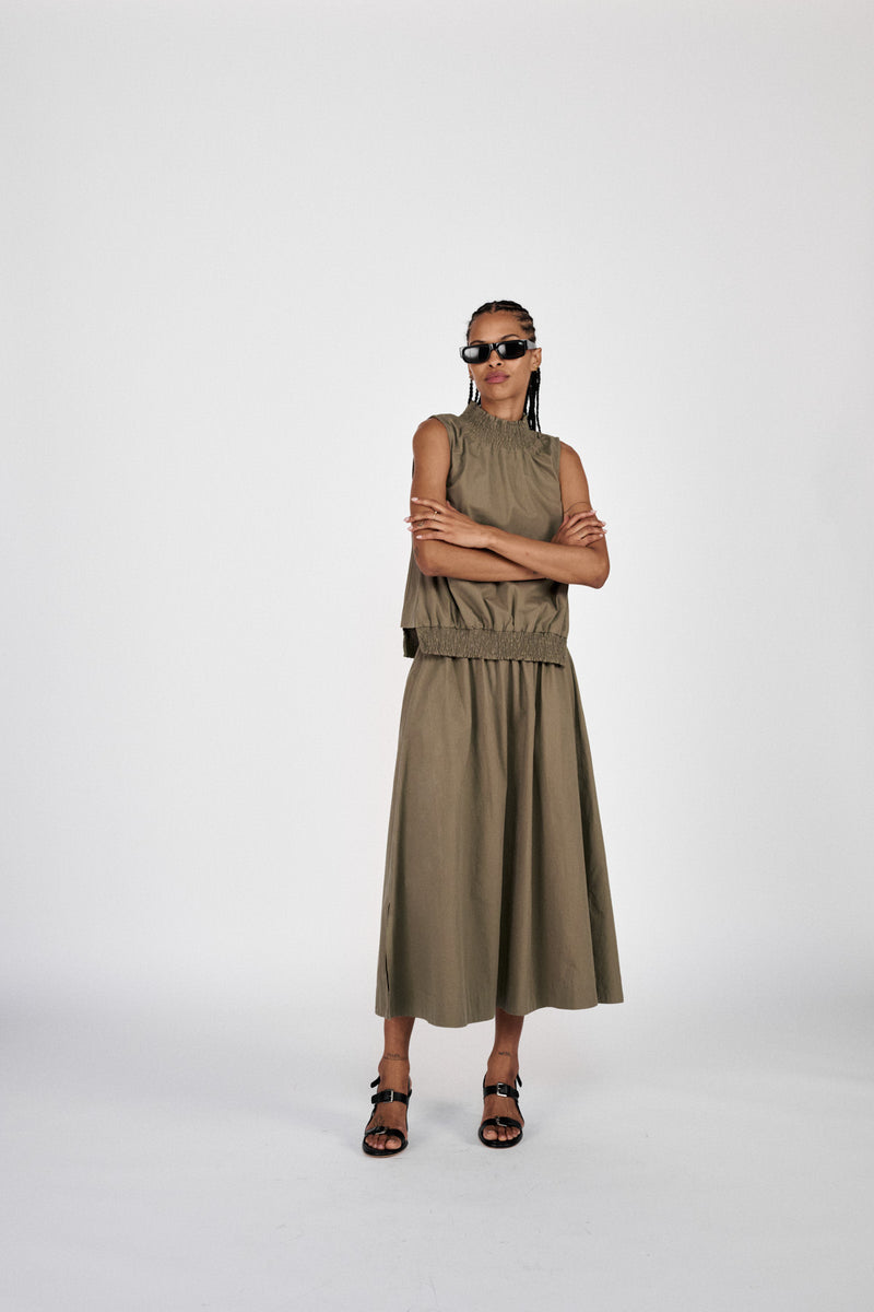 Guri - Poplin heavy full skirt I Dry bark 1 - Rabens Saloner - DK