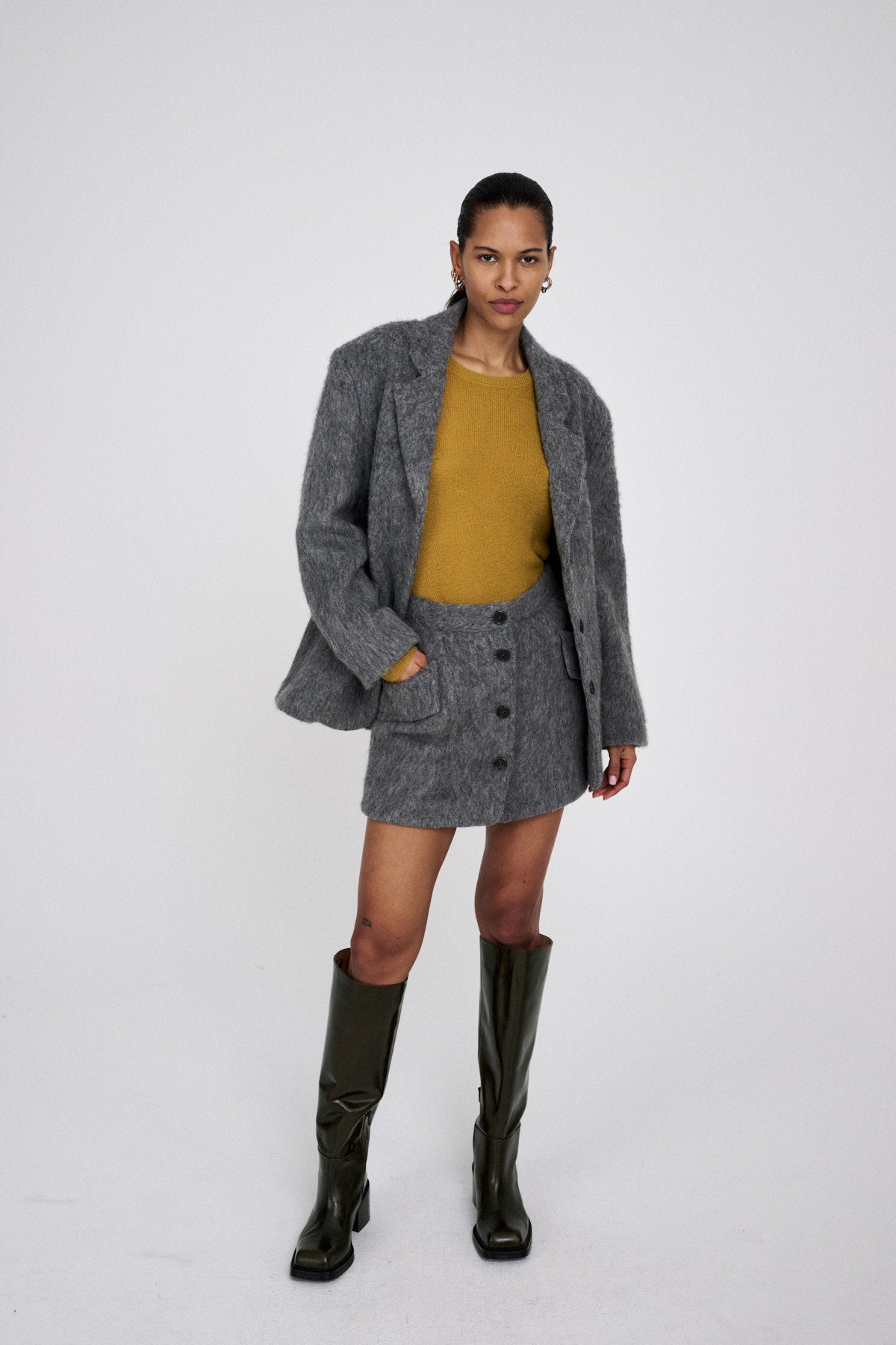 Nyara - Fuzzy jacket I Grey melange 1 - Rabens Saloner - DK