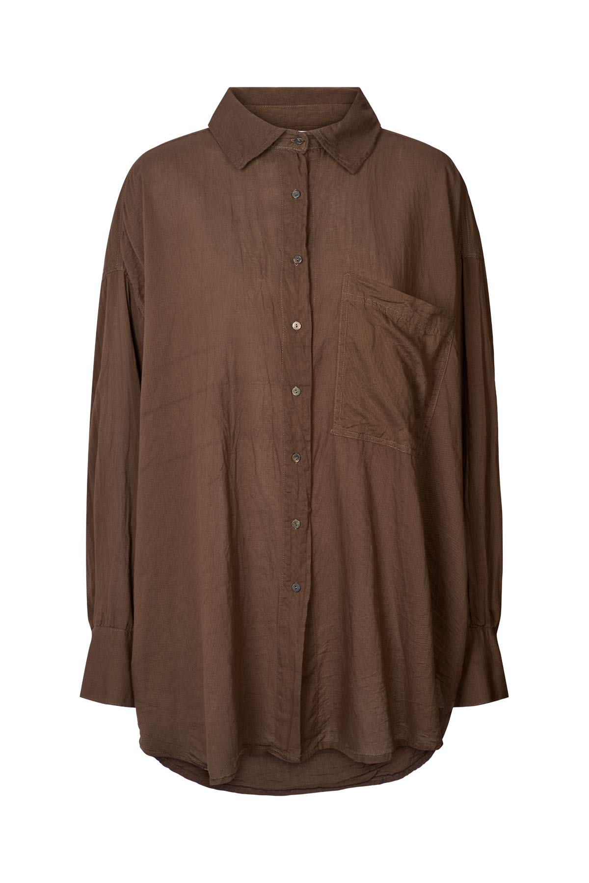 Noah - Cotton oversized shirt I Dark brown Dark brown XS/S 6 - Rabens Saloner - DK