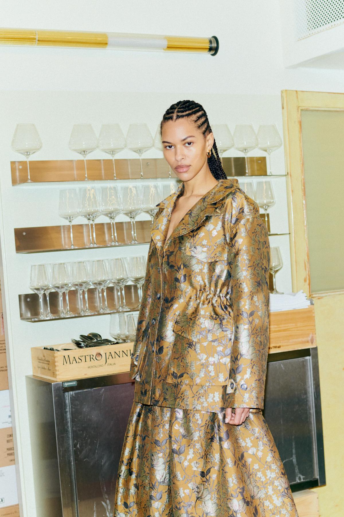 Feodora - Ottoman jacquard jacket I Golden combo 2 - Rabens Saloner - DK