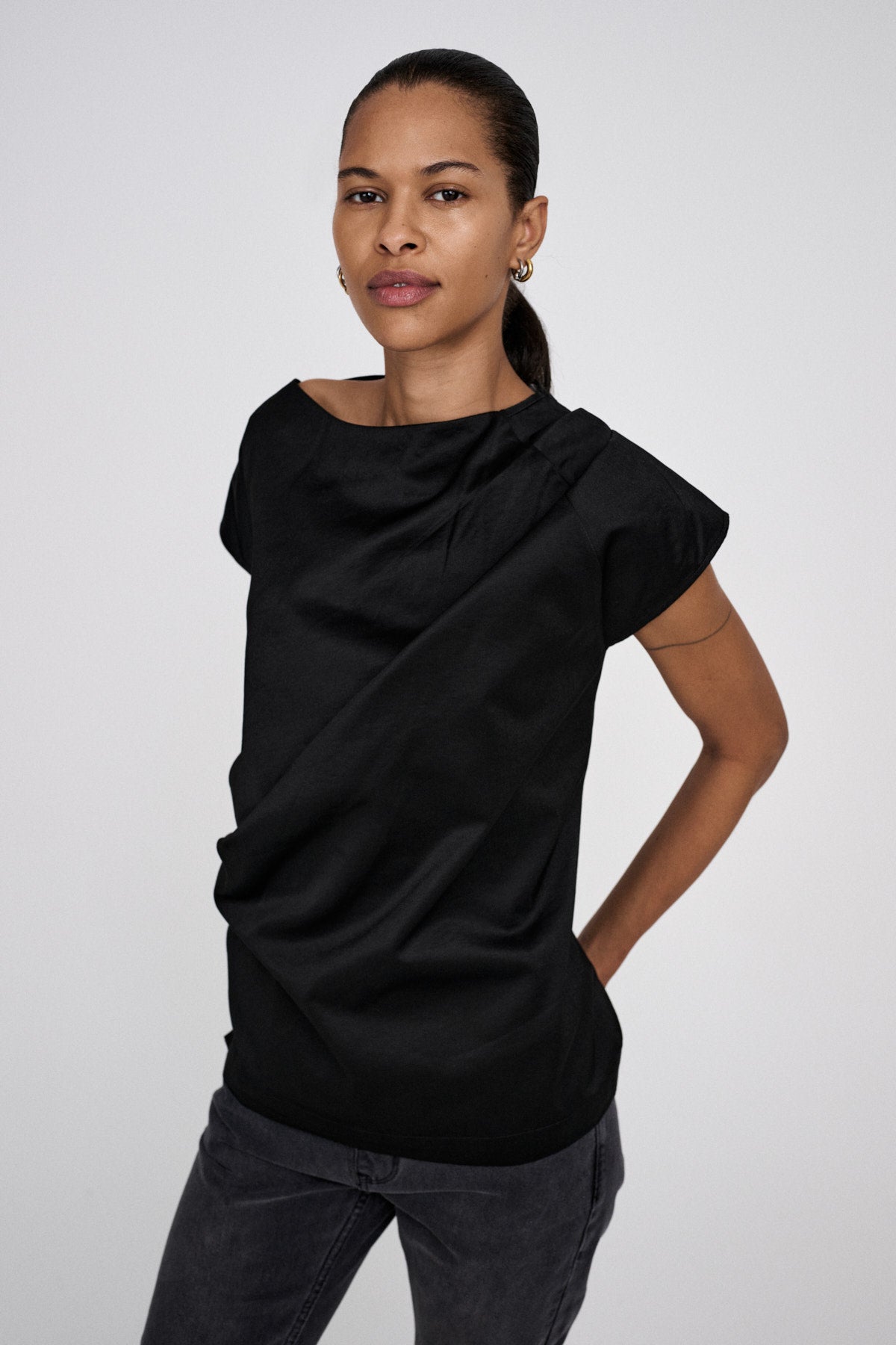 Cigga - Cotton fusion top I Pirate black 1 - Rabens Saloner - DK