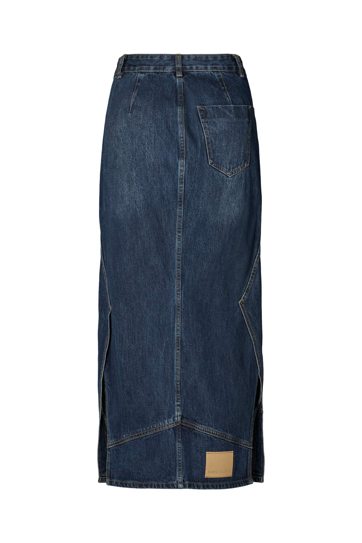 Joella - Patchwork denim skirt I Dark washed indigo 4 - Rabens Saloner - DK