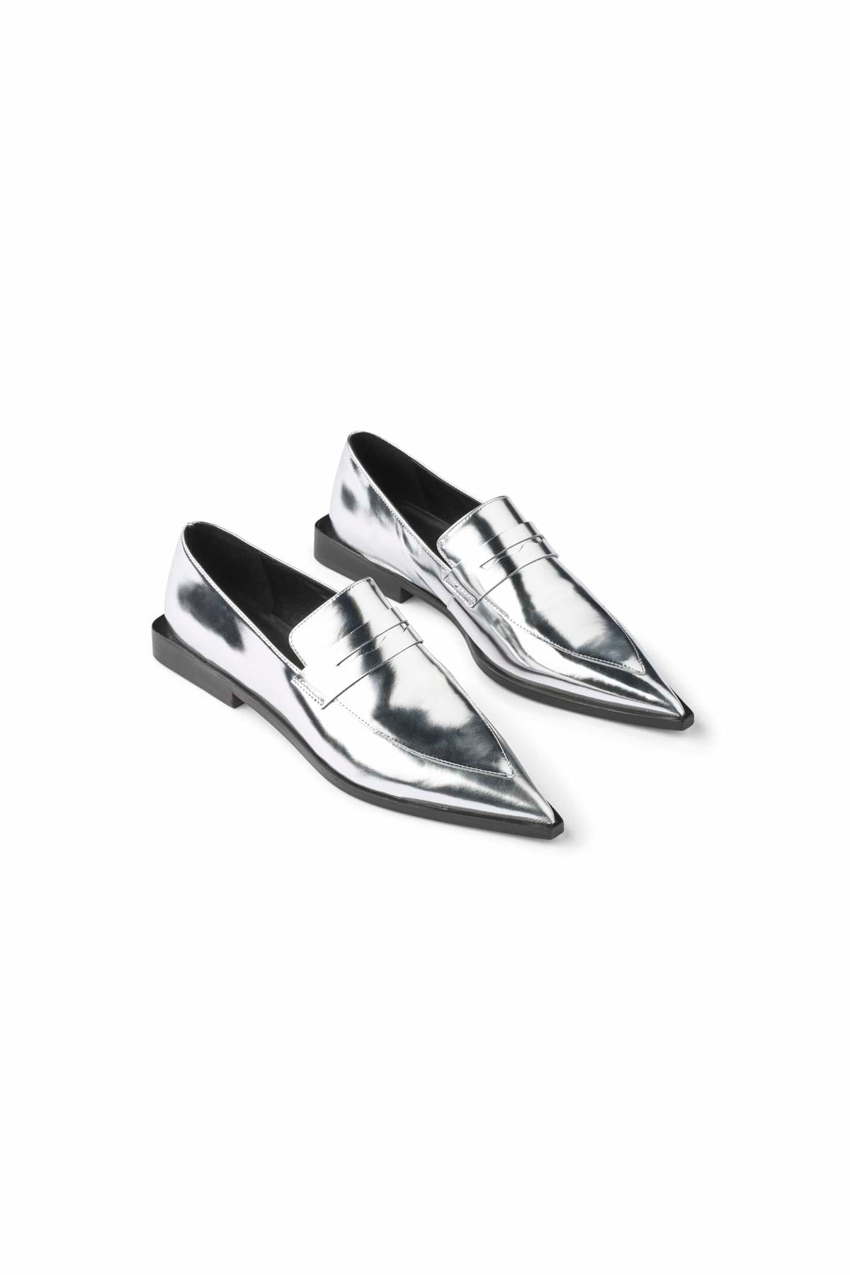 Nolia - Pointy loafer shoe I Metallic silver Metallic silver 36 1 - Rabens Saloner - DK