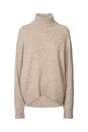 Celly - Pure wool roll neck sweater I Oatmeal