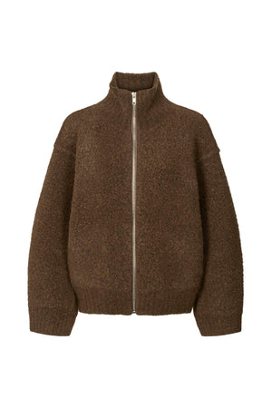 Sigal - Sheep knit high collar jacket I Dark brown Dark brown XS 4 - Rabens Saloner - DK