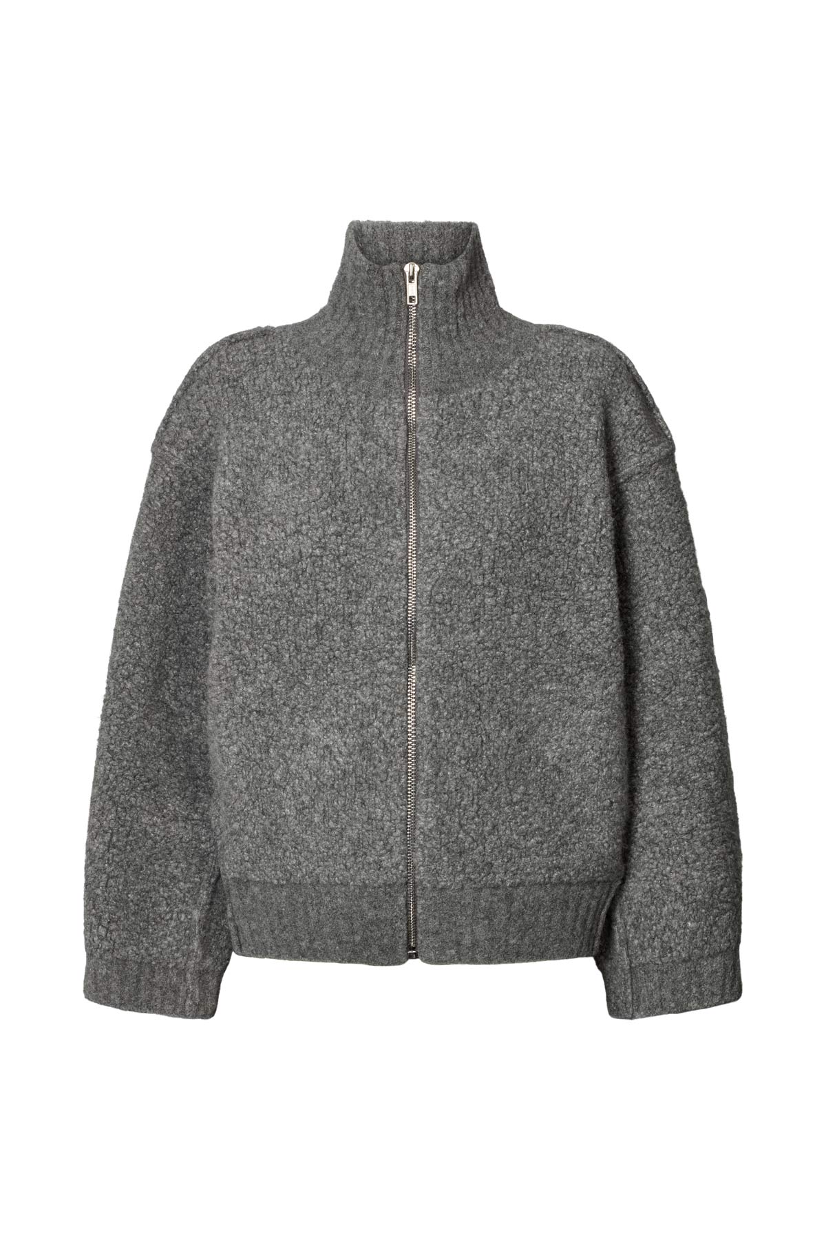 Sigal - Sheep knit high collar jacket I Grey melange Grey melange XS 1 - Rabens Saloner - DK