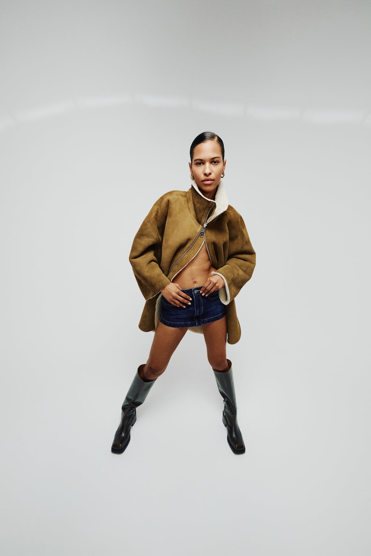 Ejsa - Shearling coat I Dark brown natural combo 8 - Rabens Saloner - DK