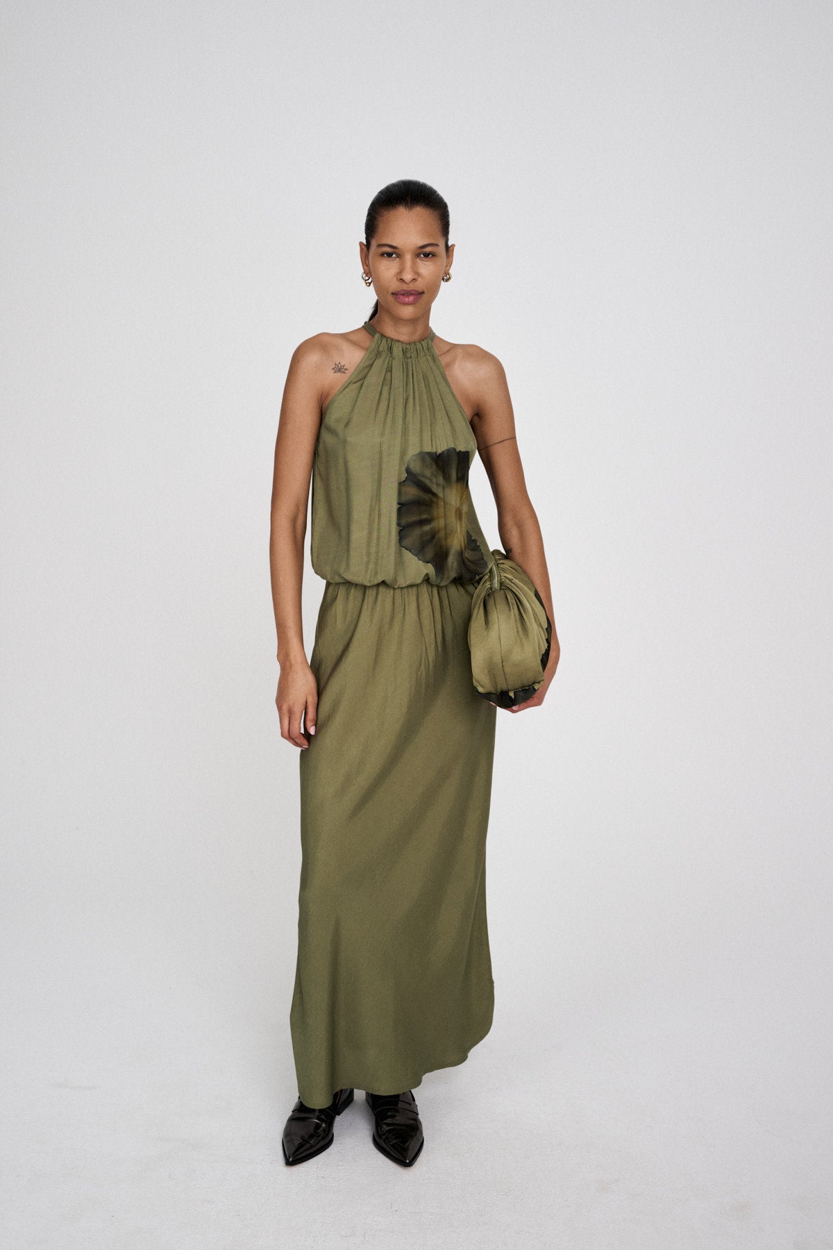 Chanette - Bloom halter dress I Hazelnut combo 1 - Rabens Saloner - DK