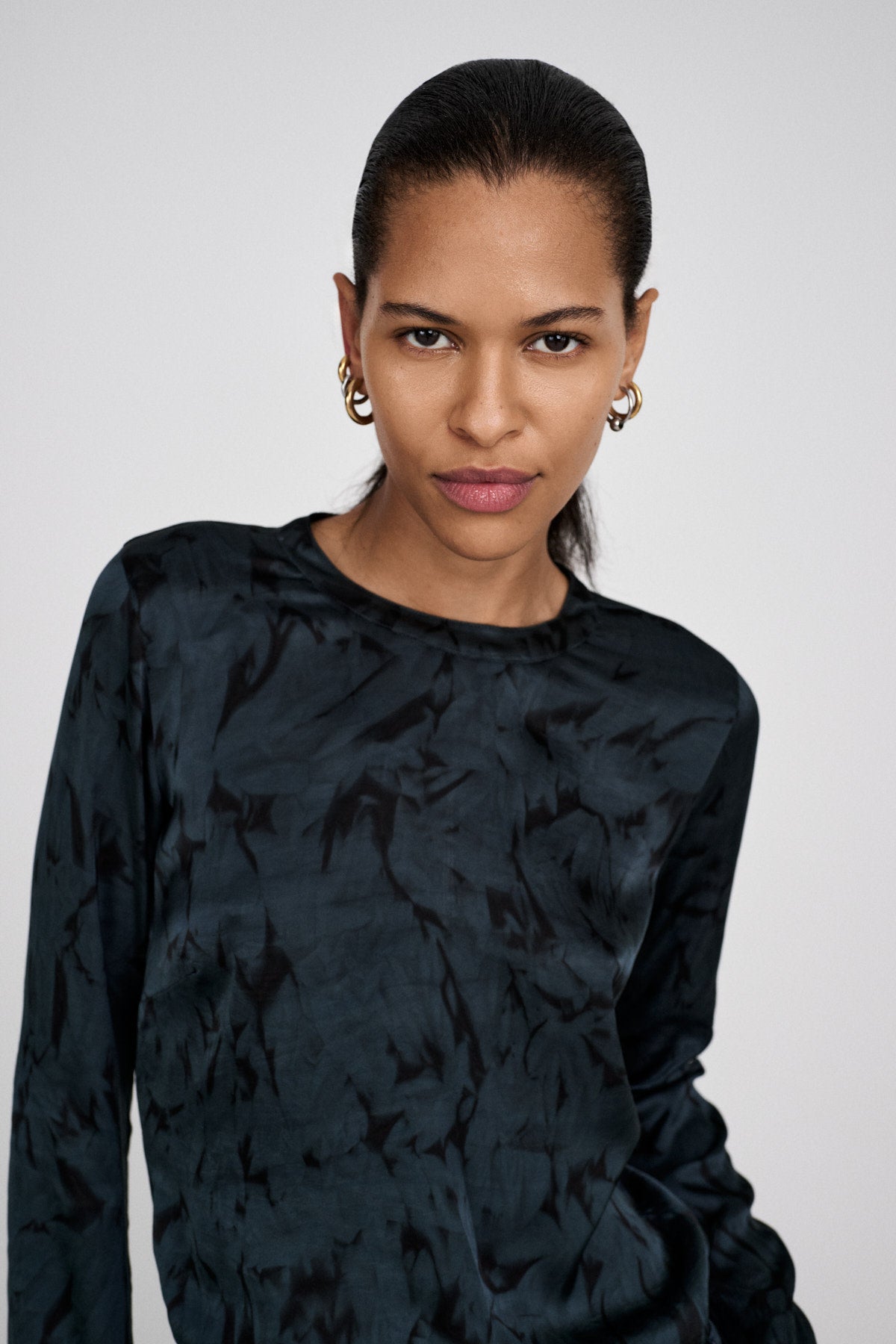 Agnia - Crystal tube blouse I Midnight black combo 3 - Rabens Saloner - DK