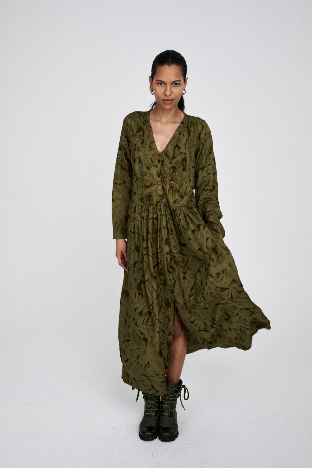 Athena - Crystal vintage dress I Fern green combo 1 - Rabens Saloner - DK