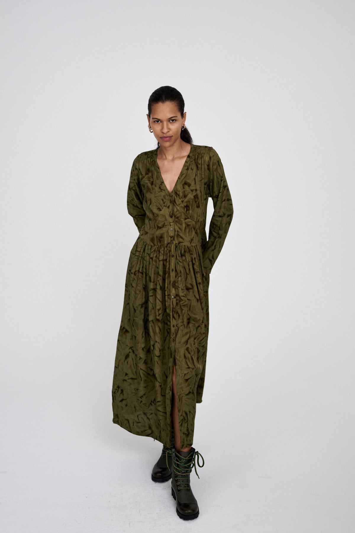 Athena - Crystal vintage dress I Fern green combo 2 - Rabens Saloner - DK