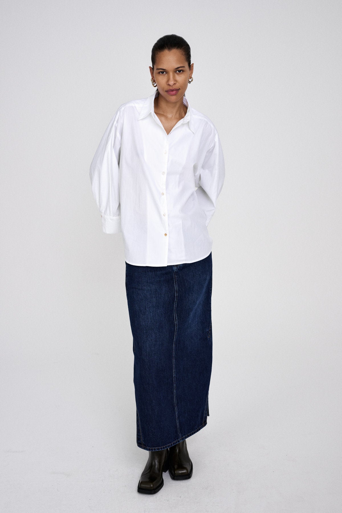 Chloe - Poplin full shirt I Pirate black 3 - Rabens Saloner - DK
