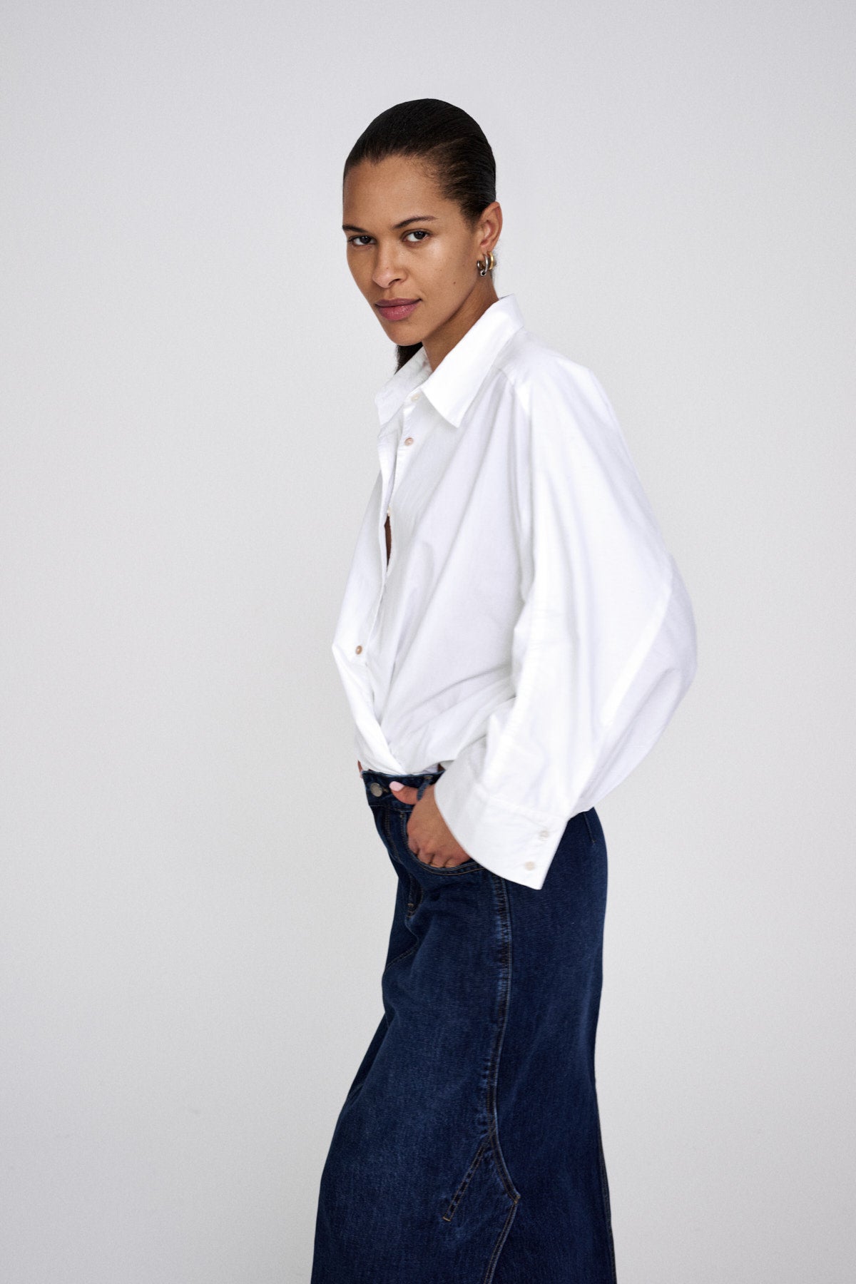 Chloe - Poplin full shirt I Pirate black 5 - Rabens Saloner - DK