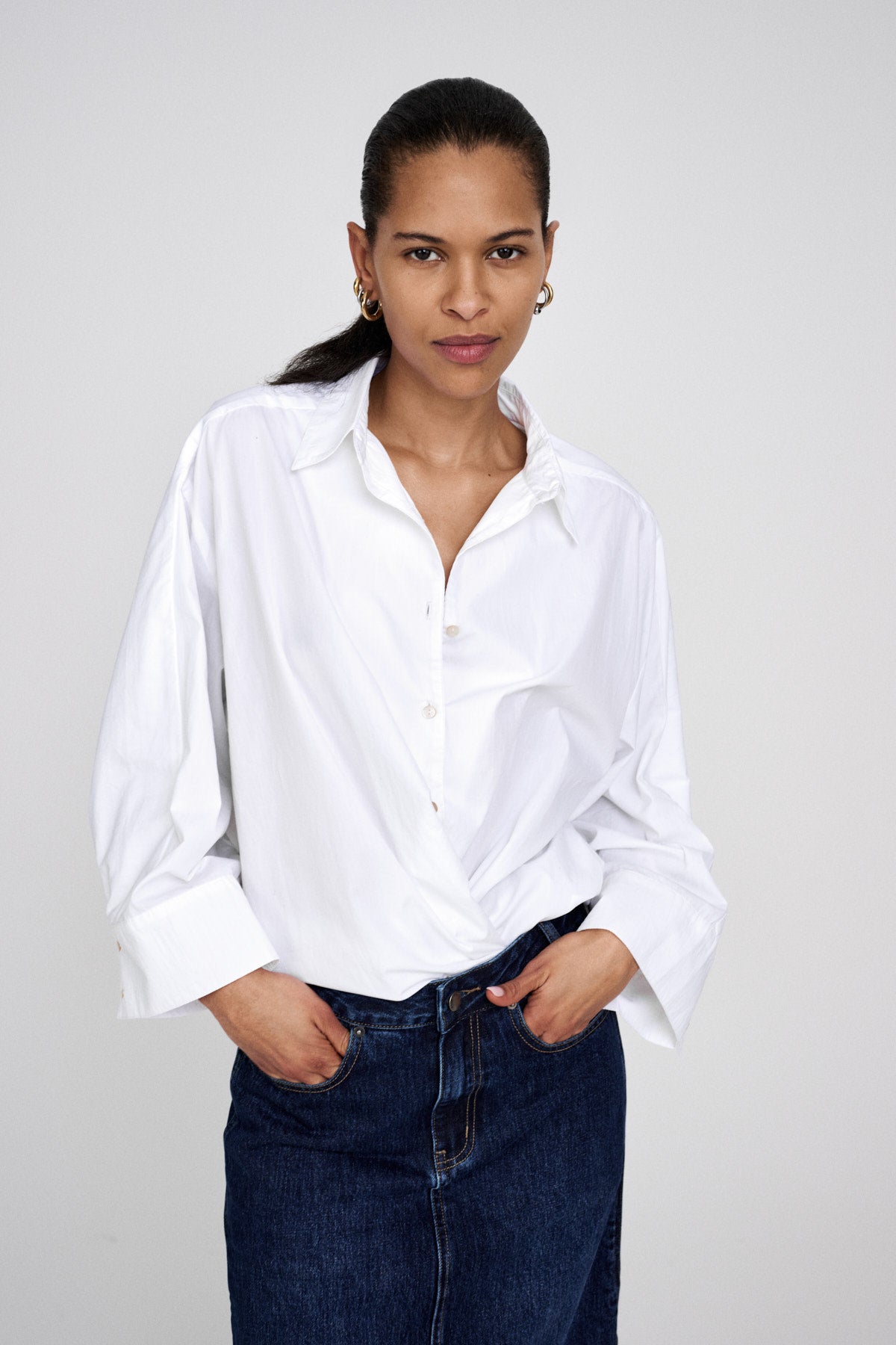 Chloe - Poplin full shirt I White 4 - Rabens Saloner - DK