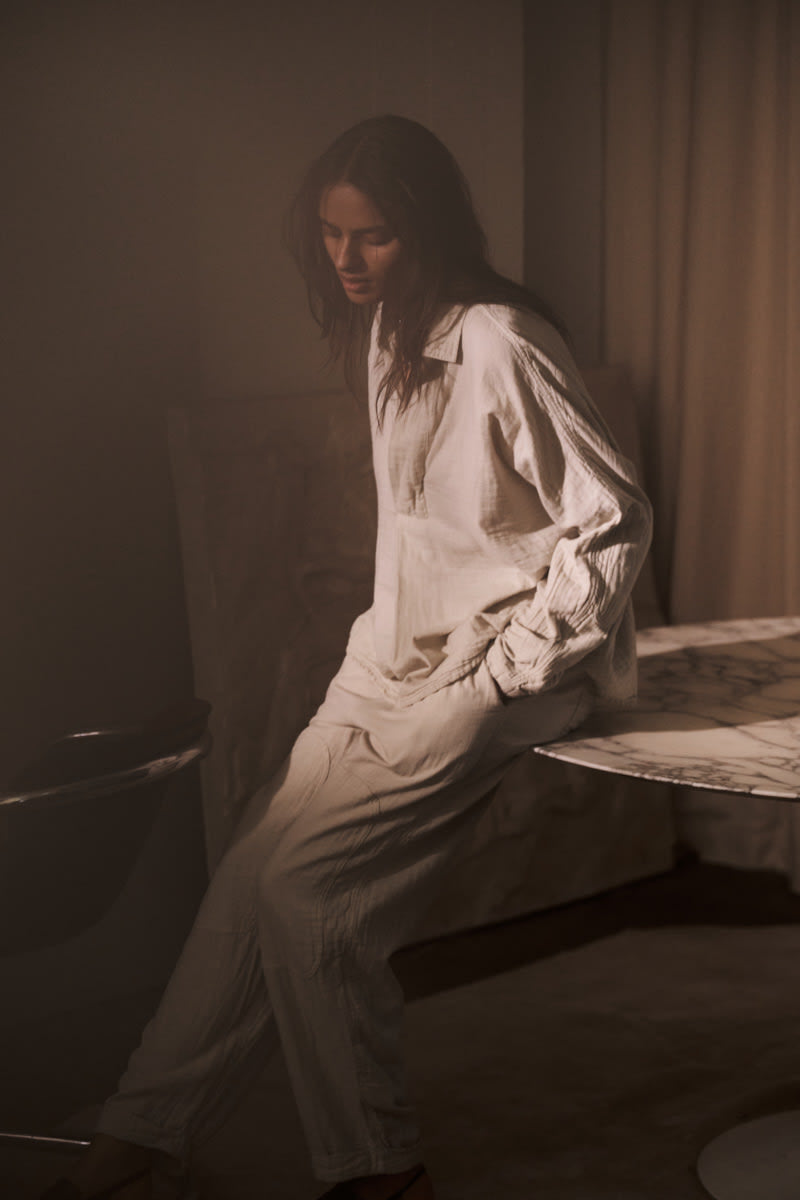 Jojo - Cotton double elbow patch shirt I Light sage 7 - Rabens Saloner - DK