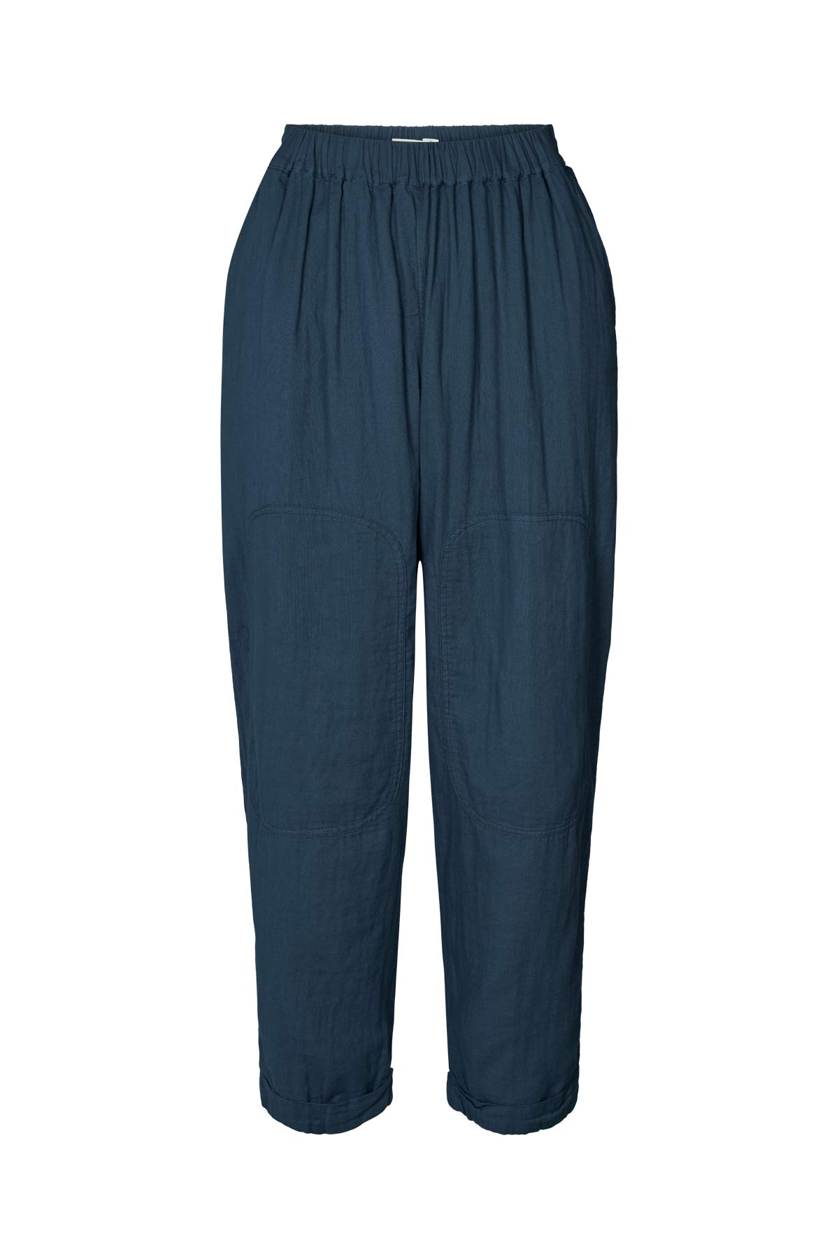 Cotton double knee patch pants - Johanne I Navy