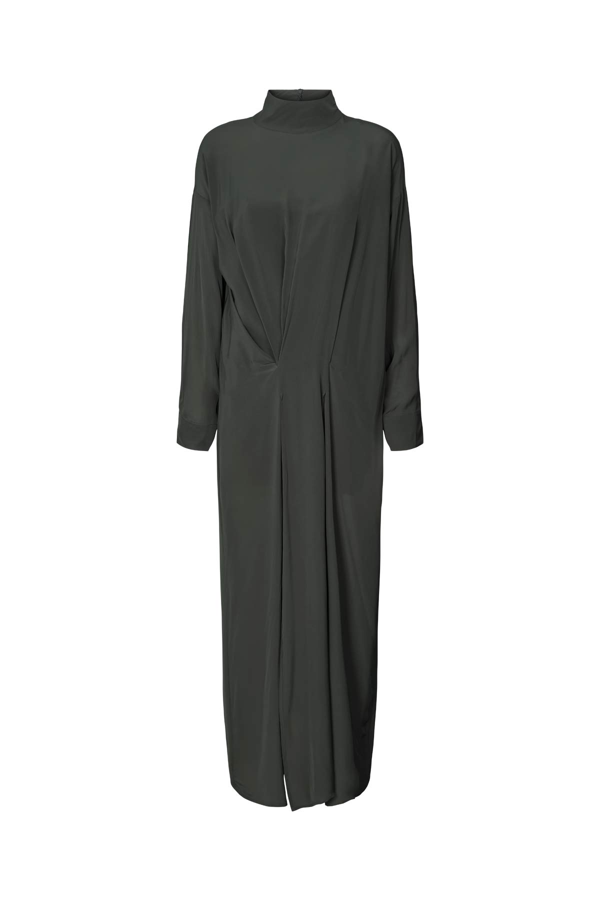 Fabiola - Matte drape zip sleeve dress I Pirate black Pirate black XS 1 - Rabens Saloner - DK