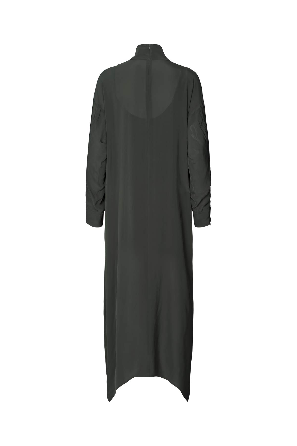 Fabiola - Matte drape zip sleeve dress I Pirate black 2 - Rabens Saloner - DK