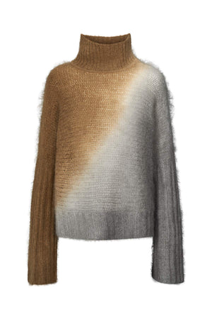 Hiam - Cross dye funnel neck sweater I Dark toffee grey combo Dark toffee grey combo XS 1 - Rabens Saloner - DK