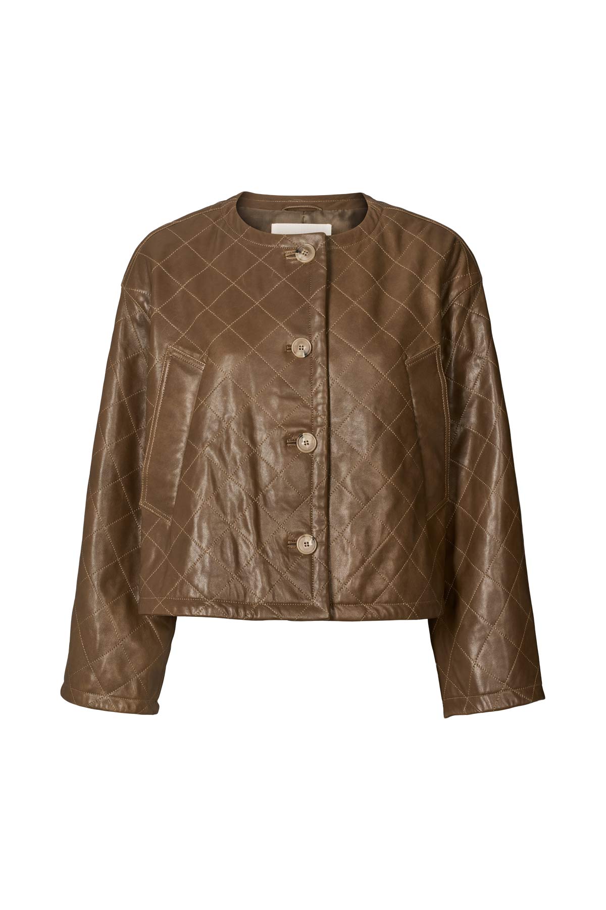 Berra - Quilted leather jacket I Olive Olive XS/S 8 - Rabens Saloner - DK