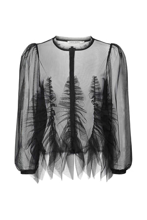 Gida - Frilly tulle shirt I Black Black XS 7 - Rabens Saloner - DK