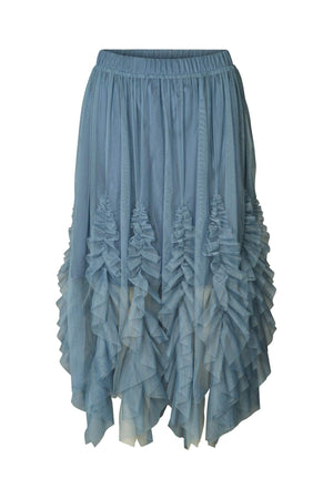 Glenda - Frilly tulle skirt I Dusty blue Dusty blue XS 1 - Rabens Saloner - DK