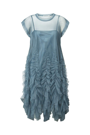 Frilly tulle dress - Ghita I Dusty blue Dusty blue XS 4 - Rabens Saloner - DK