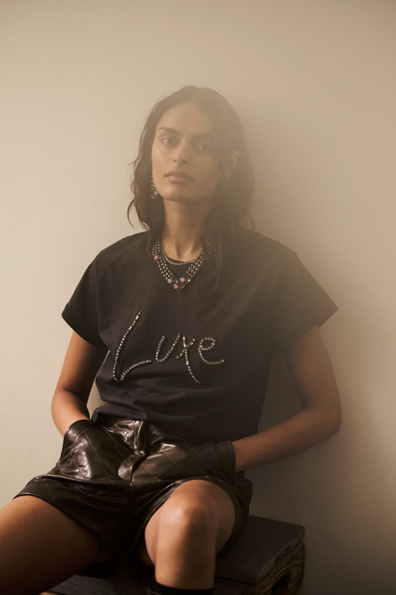 Ambla - Diamante t-shirt I Faded black 8 - Rabens Saloner - DK