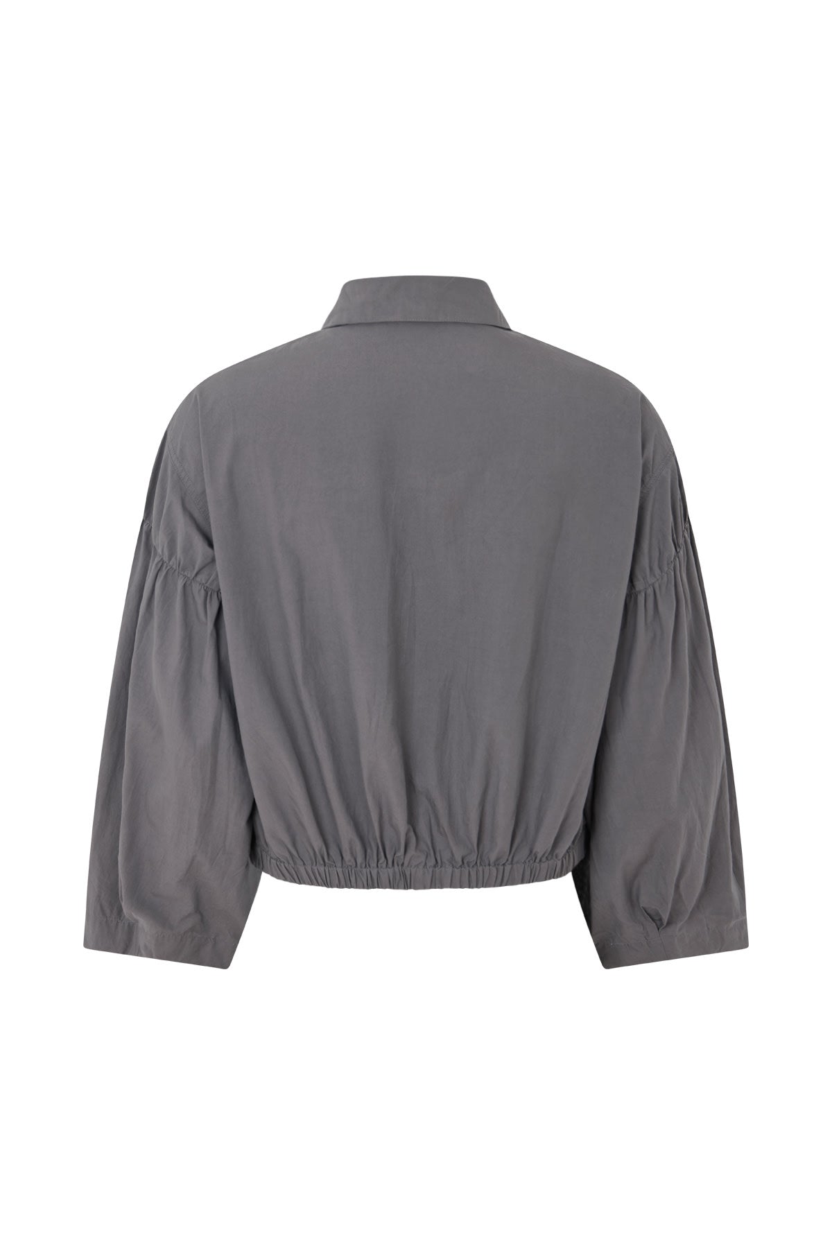 Veda - Poplin shirt box pleat sleeve I Dark grey 2 - Rabens Saloner - DK