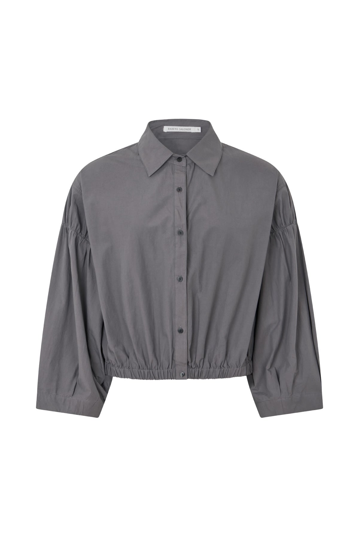 Veda - Poplin shirt box pleat sleeve I Dark grey Dark grey XS 1 - Rabens Saloner - DK