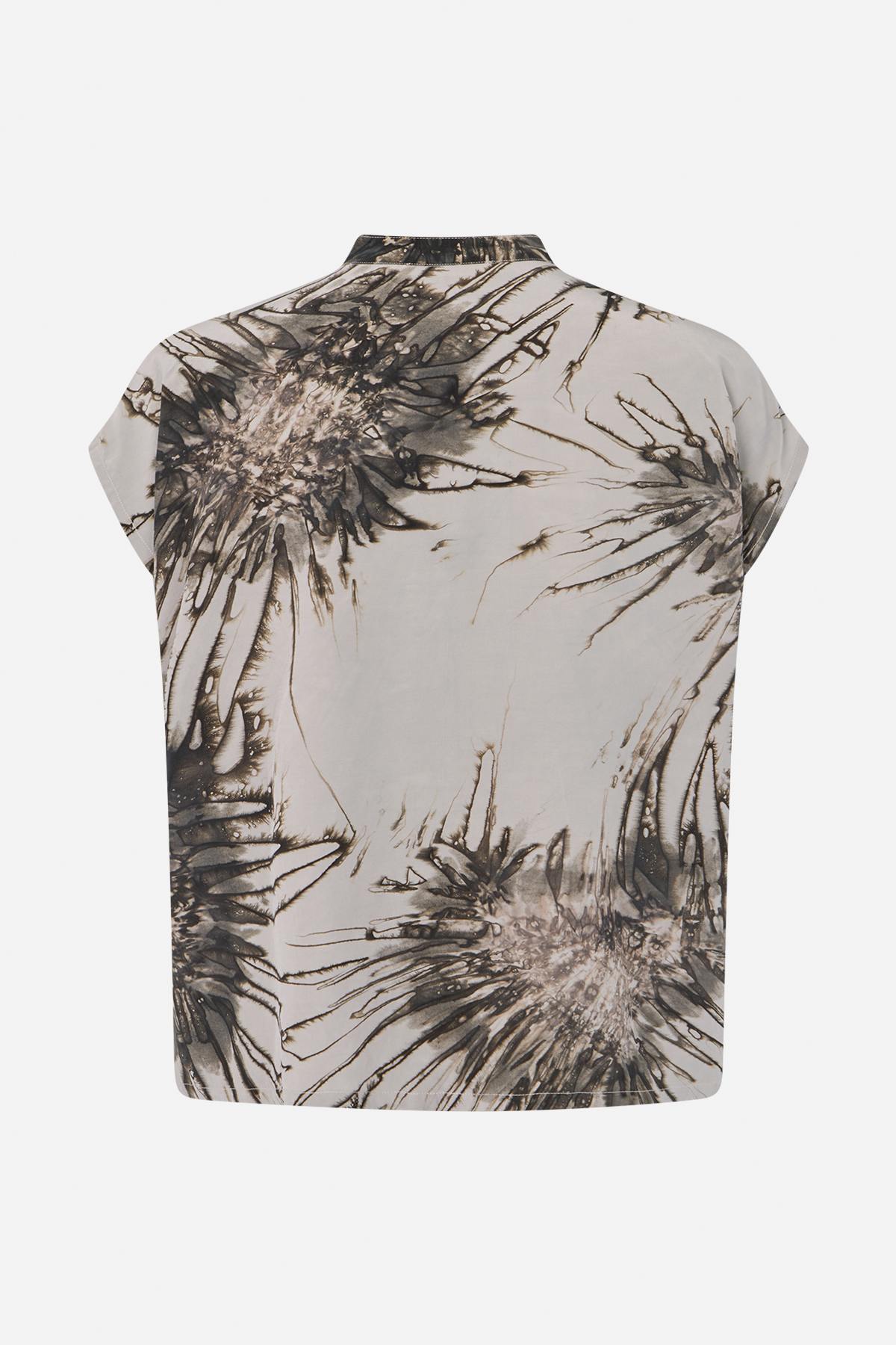 Heva - Sea urchin button blouse I Grey combo 2 - Rabens Saloner - DK