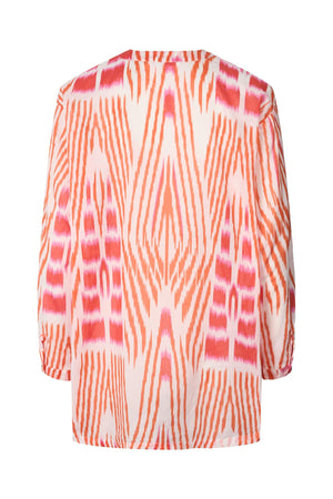 Sibyl - Ikat voile shirt I Mandarin pink ivory Mandarin pink ivory XS 5 - Rabens Saloner - DK