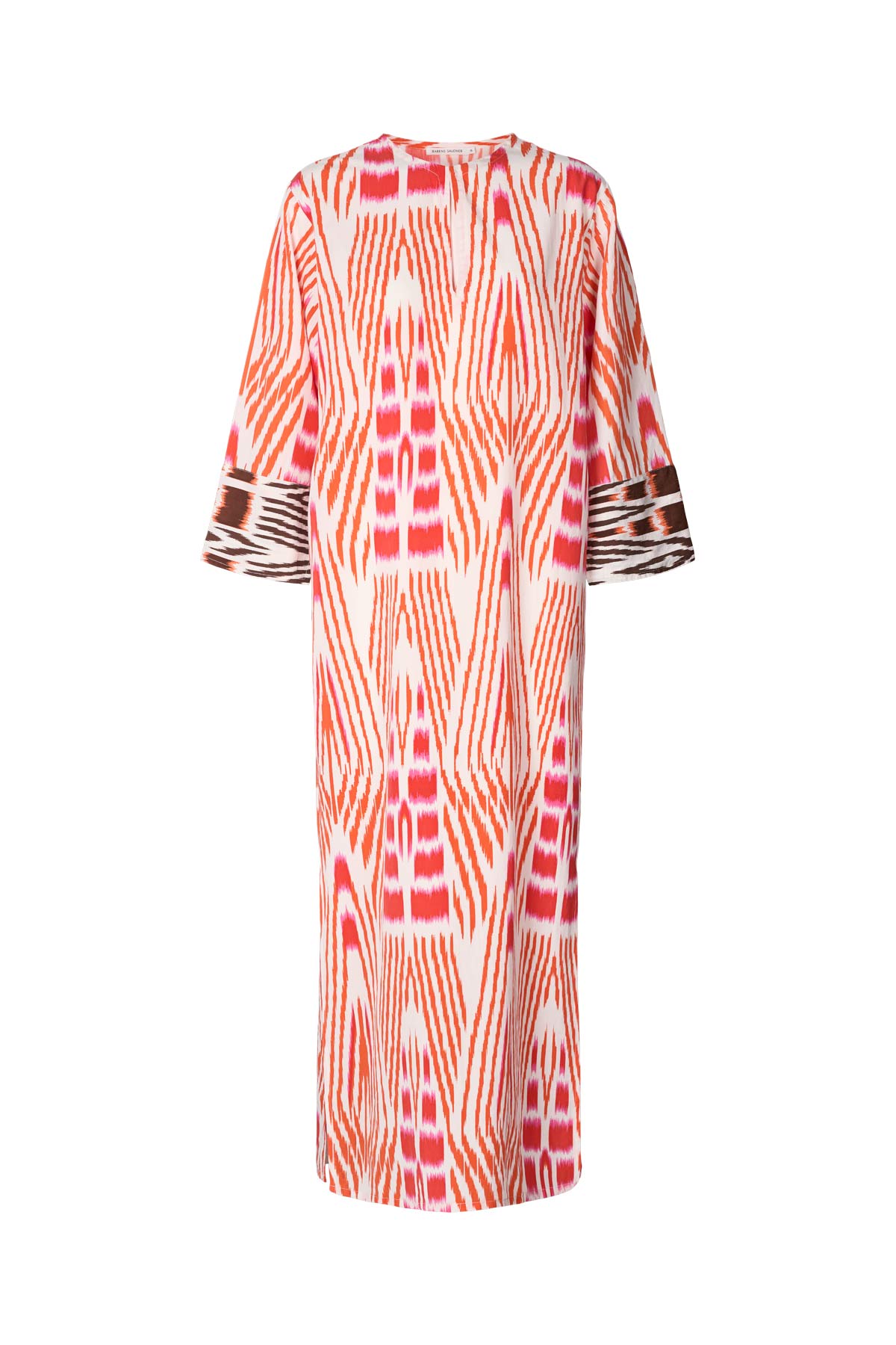 Karimalou - Ikat combo kaftan I Mandarin pink ivory & coffee combo Mandarin pink ivory & coffee combo XS 8 - Rabens Saloner - DK