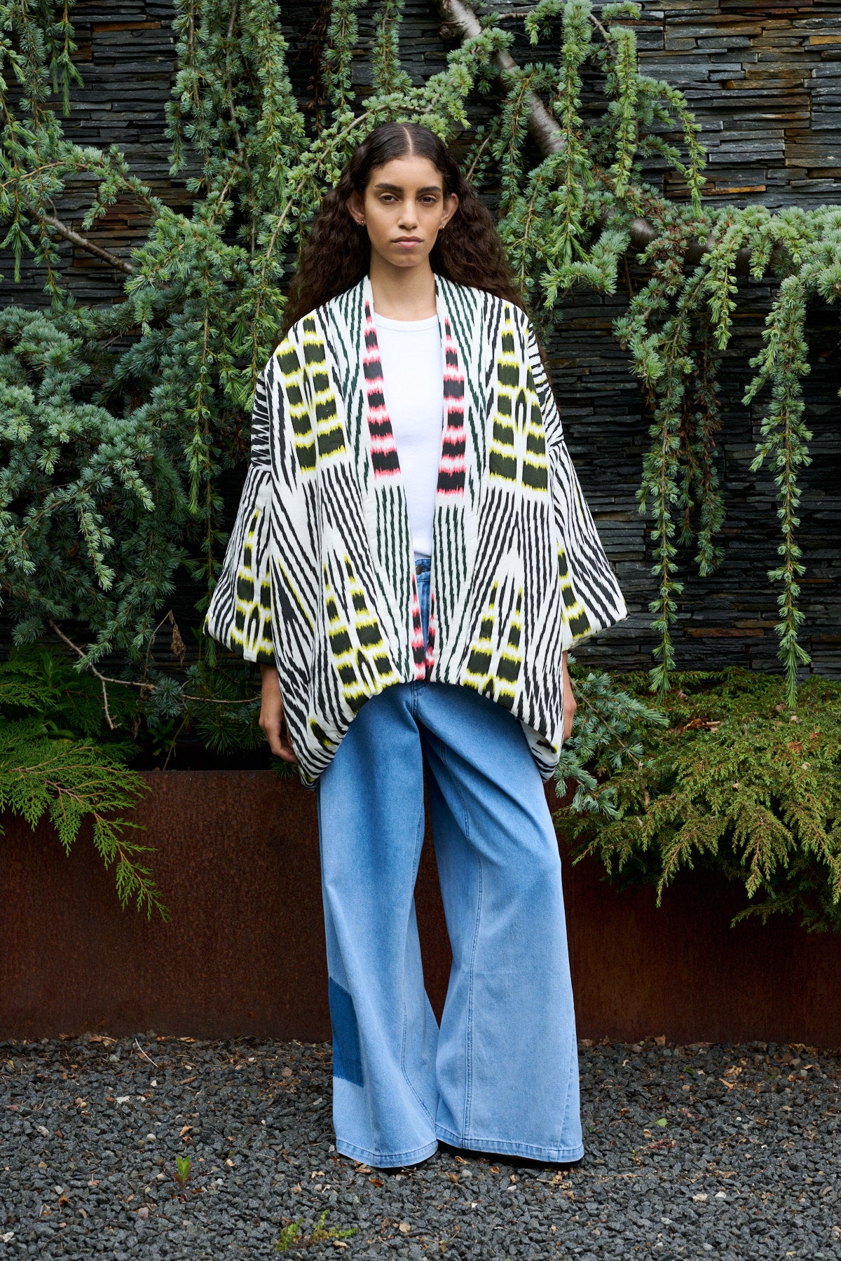 Abba - Ikat combo padded kimono I Forest pink sand & citrus combo 9 - Rabens Saloner - DK