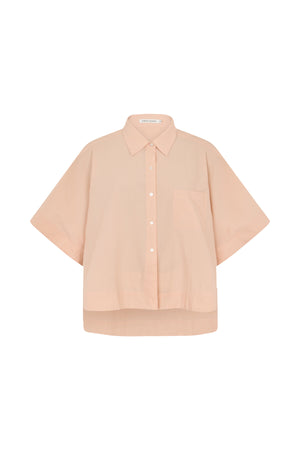 Berte - Poplin curved hem shirt I Soft rose Soft rose XS/S 1 - Rabens Saloner - DK