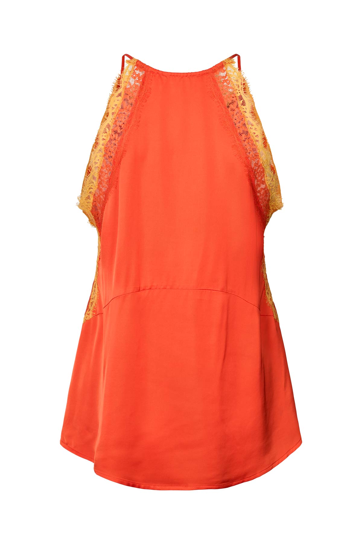 Soho - Contrast lace camisole top I Deep mandarin 7 - Rabens Saloner - DK