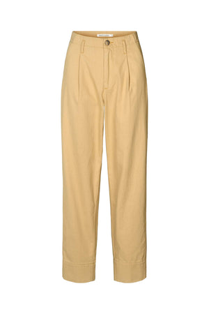 Raina - Texture canvas pleat pants I Sand Sand XS 1 - Rabens Saloner - DK