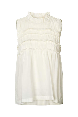 Pia - Voile frill halter top I Chalk Chalk XS 4 - Rabens Saloner - DK