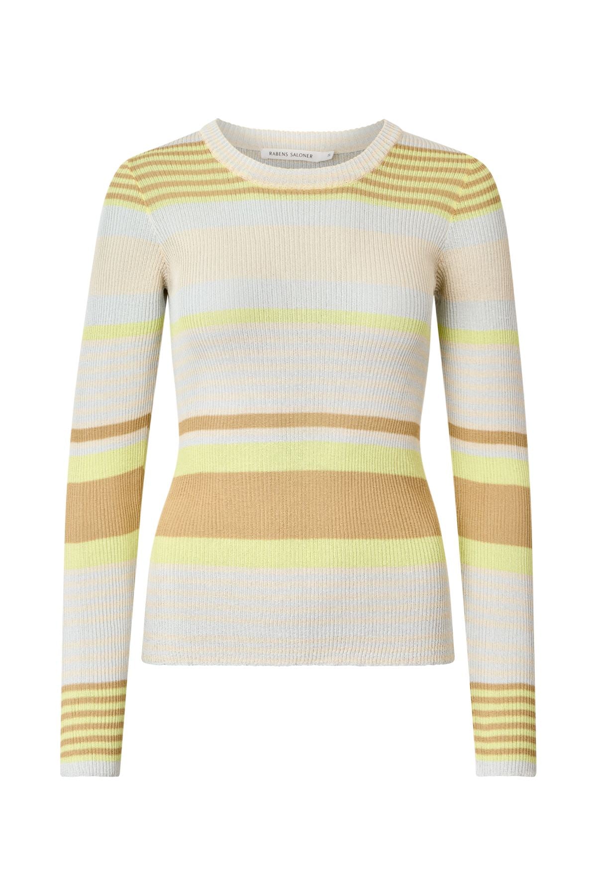Jacka - Ribbed stripes knit top I Soft lime stripe 4 - Rabens Saloner - DK