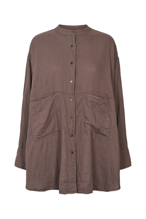 Sonja - Cotton double oversized shirt I Brown 4 - Rabens Saloner - DK