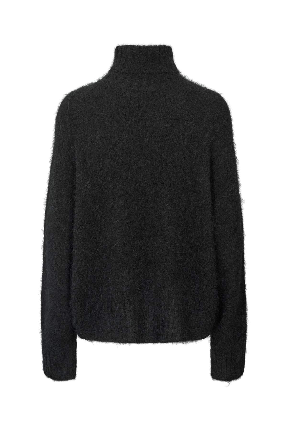 Mabeka - Fluffy knit funnel-neck sweater I Black 5 - Rabens Saloner - DK