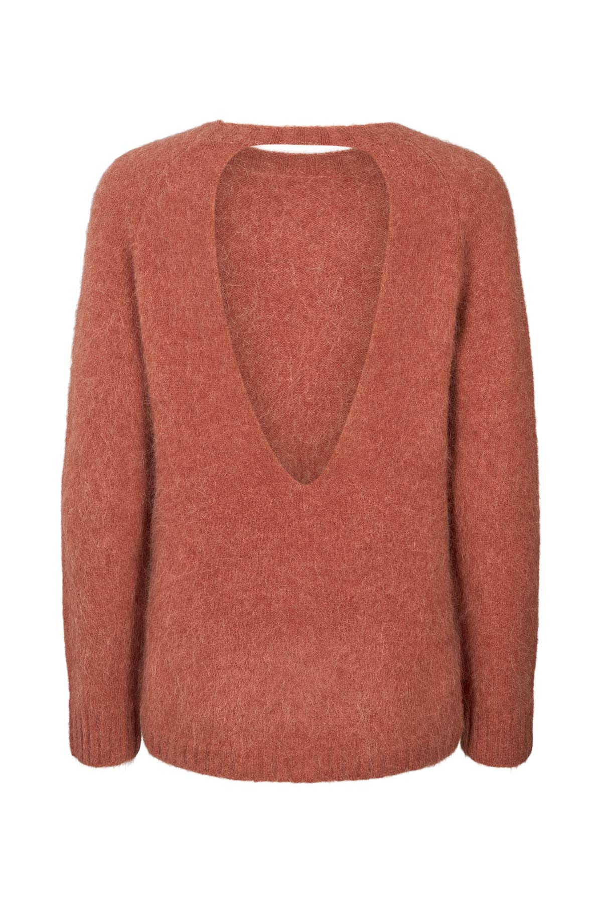 Dinea - Fluffy knit open back sweater I Redwood 4 - Rabens Saloner - DK