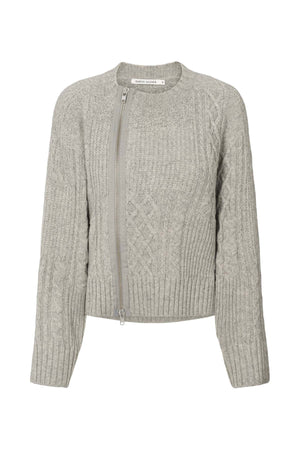 Luka - Patchwork knit cardigan I Light grey melange Light grey melange XS 1 - Rabens Saloner - DK
