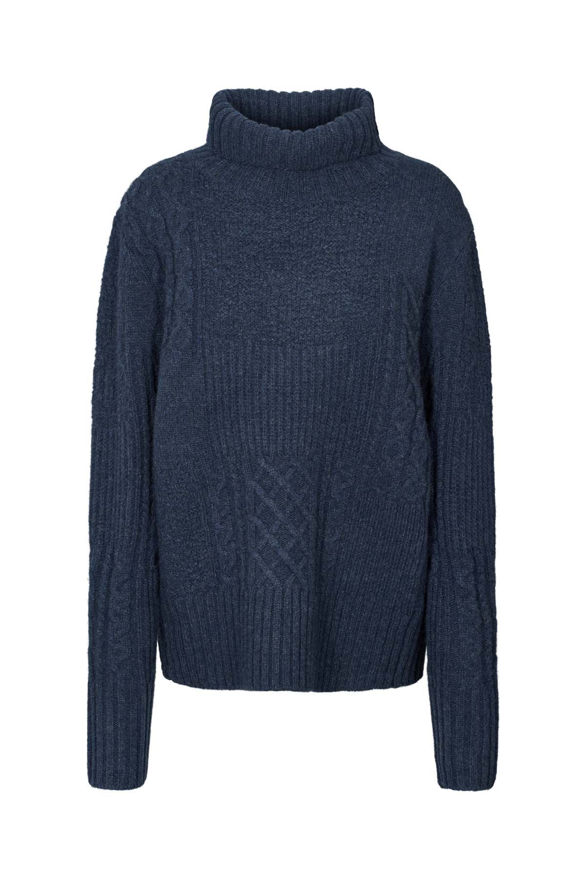Anli - Patchwork knit sweater I Indigo 4 - Rabens Saloner - DK