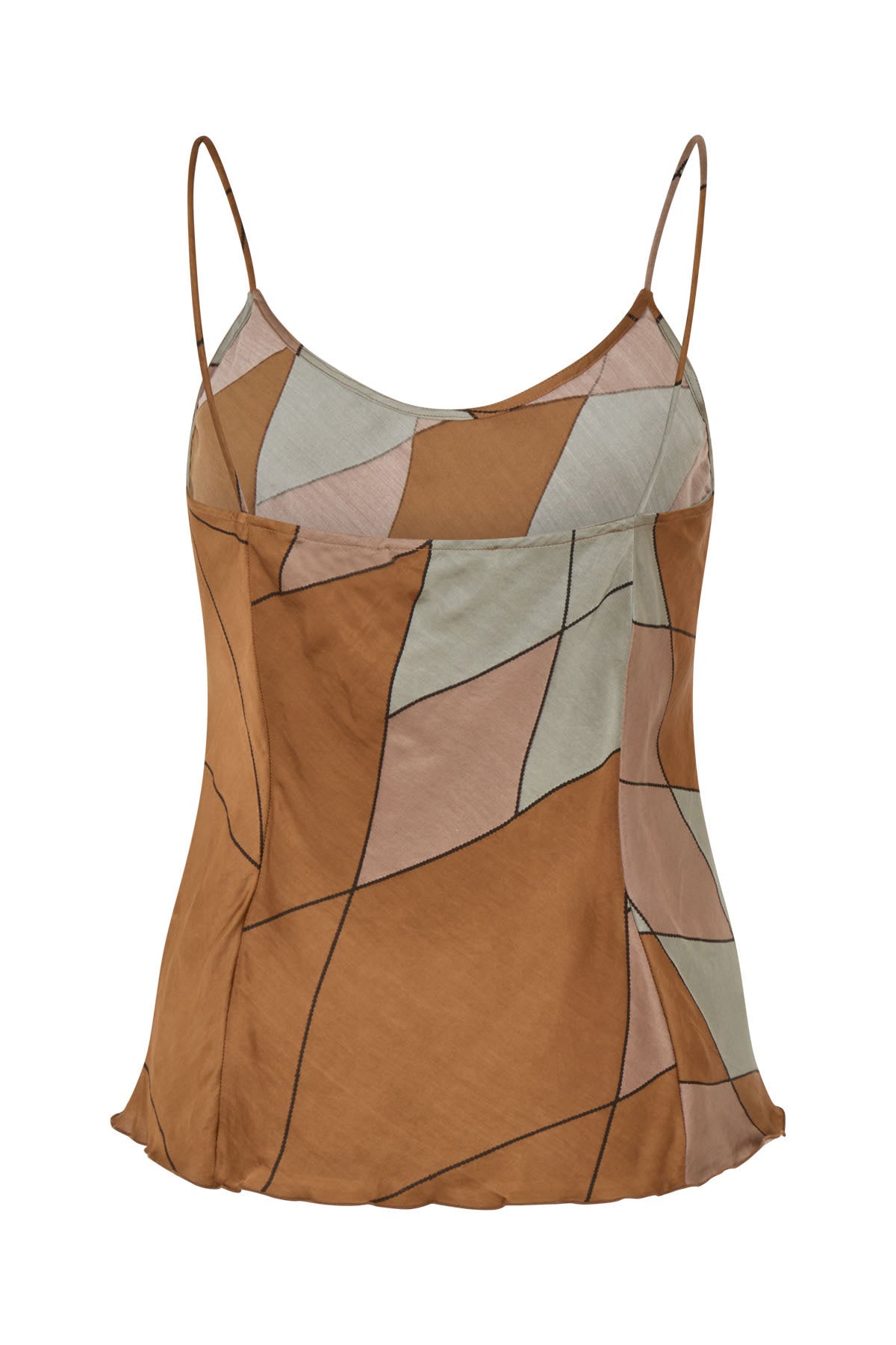 Lise - Diamond print bias camisole I Rust combo 5 - Rabens Saloner - DK