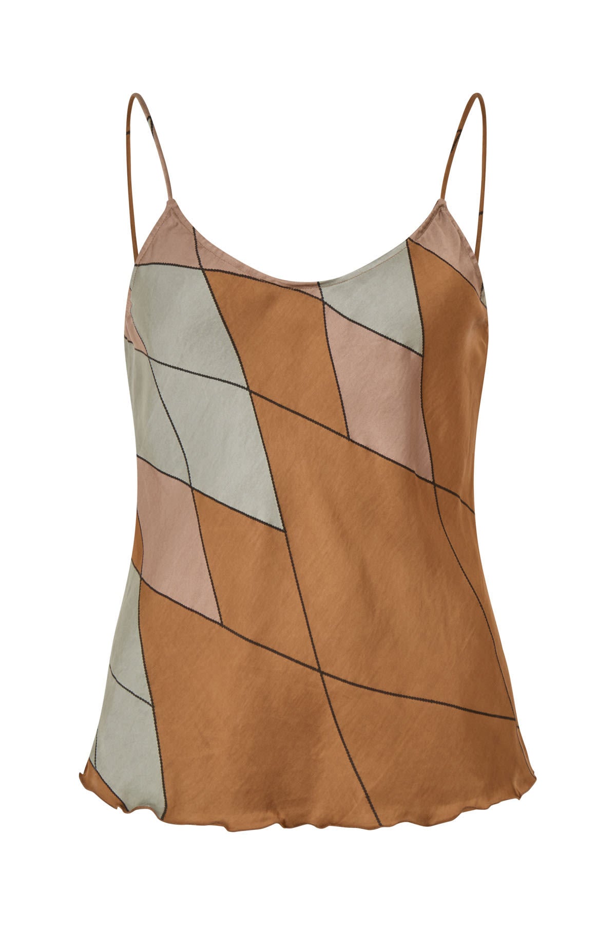 Lise - Diamond print bias camisole I Rust combo Rust combo XS 4 - Rabens Saloner - DK