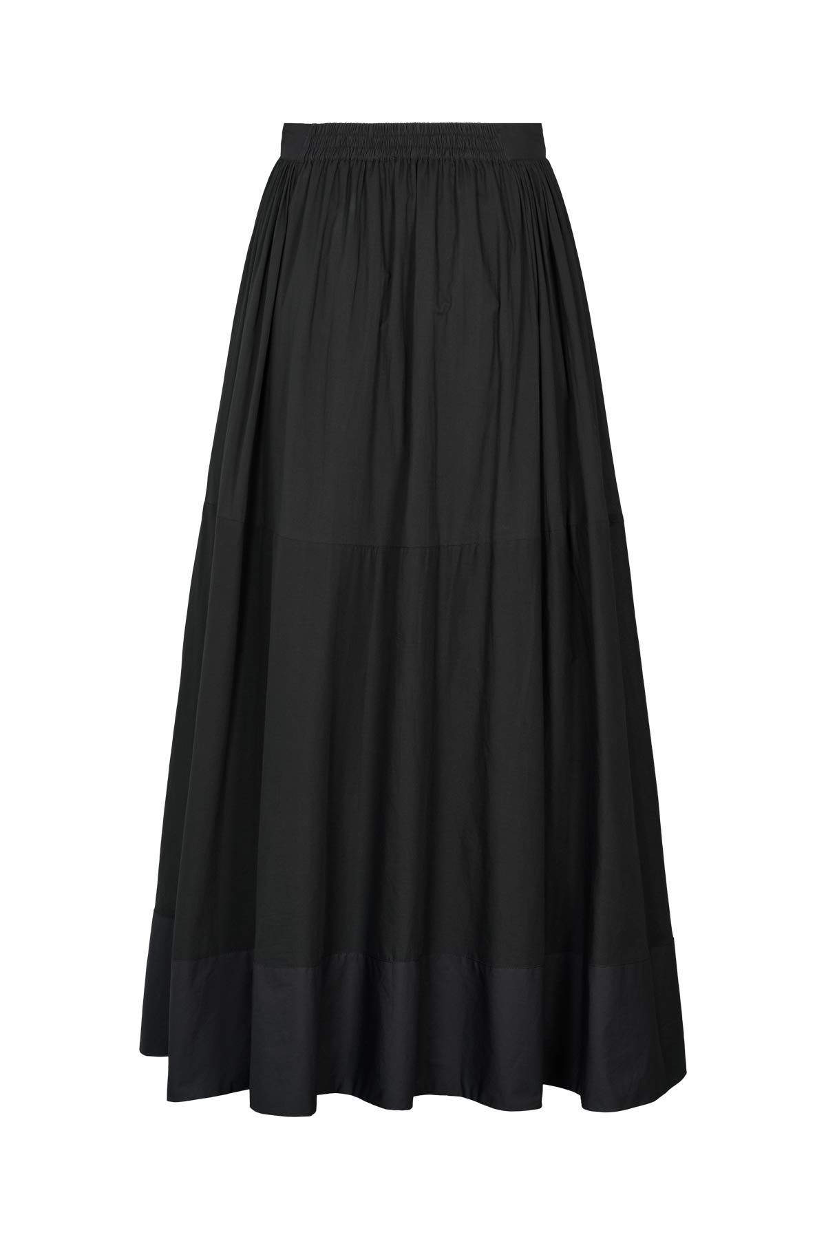 Dema - Poplin full layered skirt I Black 5 - Rabens Saloner - DK